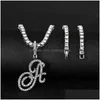 Pendant Necklaces English Alphabet Letters Pendants Cuban Link Chain Necklace Jewelry Heart Drop Delivery Dh2Ji