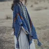 Sarongs Dames Etnische Stijl Winter Poncho Sjaal Vrouwen Reizen Mantel Mode Lange Kwast Dikker Gebreide Warme Cape Sjaal 230615