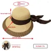 Wide Brim Hats Summer Women's Big Bow Straw Hat Portable Foldable Spring Eave Beach Outdoor Hand Woven Solid Color Sun Wholesale