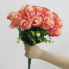 Flores secas Simulación de 18 ramos de rosas en casa, sala de estar, mesa de comedor, decoración de boda, plantas artificiales falsas de alta calidad