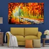 City Life Landscape Canvas Art Silence of the Fall Hand Painted Kinfe målning för Hotel Wall Modern