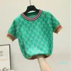 Fashion Short Sleeve Women Sweaters Summer Elegant O Neck Beading Flower Knitted Female Pullover Jumper Clothes