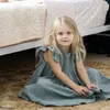 Robes de fille bébé fille robe belle été bébé bébé fille coton lin jupe à volants robe d'été tenues ensemble de vêtements enfants robes de princesse 2-6T 230615