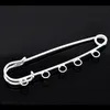 Pins Brooches 50Pcs Brooches Safety Pins 5 Holes Metal Silver Plated Fashion Jewelry DIY Making Findings Charms 7cm 230616