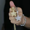 Colar com pingente de estrela de zircônia Hip Hop estrela de 5 pontas bling para homens, mulheres, moda, joias simples