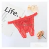 Culotte Femme Entrejambe Ouvert Dentelle Bowknot Sous-Vêtements Butt Baring Sexy Bikini Briefs T Back String Ligerie Femmes Vêtements Will And Sa Dhkt3