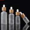 2021 Natural Bamboo Cap Frost Glass Droper Bottle Aromaterapy Liquid Serum 1oz Essential Basic Massage Oil Pipette REFILLABLEBLEABOOD QUTTIT