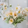 Dekoratif çiçekler yapay haşhaş ipek (3 sap) ev dekoru düğün buket için. Sahte çiçek merkezi