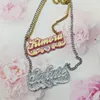 Charms Bunte benutzerdefinierte Acryl-Namenskette BabyGirl personalisiert mit unterstrichenem Herz-Gold-Namensschild als Geschenk 230616