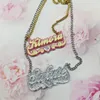 Charmes coloré personnalisé acrylique nom collier BabyGirl personnalisé avec soulignement coeur or plaque signalétique pour cadeau 230616