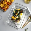 Assiettes Plateau de cuisson en verre rectangulaire résistant à la chaleur Four à micro-ondes Riz au four Salade de fruits frais Vaisselle à bento