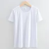 Camisetas femininas T-shirt de algodão mercerizado frente e verso feminina Primavera e verão solta gola redonda decote em V cor pura manga curta
