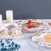 Plates Flower Dinner Bone China Serving Fruit Tray Cake Stand Tea Cup Coffeecup Saucer Home Dinnerware Tableware Set