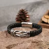 Link-Armbänder 2023 Herren-Armband im Punk-Stil mit Leder umwickelt