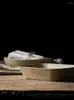 プレート日本語スタイルのスーププレートレトロストアレアスクエア楕円形の家庭用手作りセラミック食器クリエイティブフルーツサラダボウル