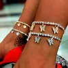Ankletter Ins Fashion Butterfly Anklet Tennis Chain Foot Chain Jewelry for Women Summer Beach Anklet Butterfly Barefoot Chain 230615