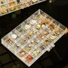 Storage Drawers Square Clear Plastic Box Jewelry Earring Organizer 120 72 Slot Adjustable for Beads 230615