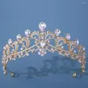 Hårklipp barock retro kristall brud tiaras kvinnor krönar flickor strinskt tävling prom diadem brud pannband bröllop tillbehör