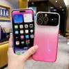 Gradient Transparent silikonfodral för iPhone 15 11 12 13 14 Pro Max 12 13 Pro Big Window Camera Protection Sock Proof Cover