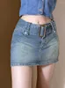 Spódnice Summer Blue Jean spódnica dla kobiet chuda koreańska odzież modowa pikantna dziewczyna pasek midi sexy streetwear y2k ropa de majer