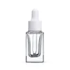 Clear Square Glass Droper Bottle Essential Oil Parfume Bottle 15 ml med vit/svart/guld/silverlock Udemo