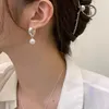 Hoop Earrings Trendy Sliver Color Imitation Pearl For Women Korean Irregular Geometric Pendant Earring Party Jewelry Gifts 2023