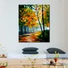 Street Landscape Canvas Art Noon In the Forest Handmade Modern Painting for Family Room Decor