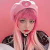 Basker y2k rosa tjej basker japanska söta harajuku heta tjej söt hjärta kärlek cross ull broderi kawaii kvinnor hat lolita tillbehör z0616