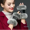 gants et téléphone portable doublés de laine écran tactile peau de lapin cyclisme gants chauds à cinq doigts