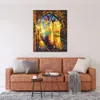 Arte paesaggistica fatta a mano su tela Old Town Ii Vibrant Street Artwork Painting Home Decor