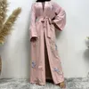 Abbigliamento etnico Moda Kimono Ramadan Eid Ricamo Abaya Dubai Turchia Donne musulmane Abito modesto Abito islamico Caftano Femme Musulman