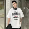 T-shirt masculina de manga curta de manga curta de verão de alta moda pequena Ins Street Trends combina com tudo