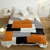 Decke Orange Black Patchwork abstrakte Kunst Kaschmirdecke für Kinderzimmer Sofa Soft -Brandspreads Travel Camping Fleece Decke R230616