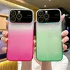 Gradient Transparent silikonfodral för iPhone 15 11 12 13 14 Pro Max 12 13 Pro Big Window Camera Protection Sock Proof Cover