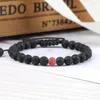 Länk armband 6mm natursten par handgjorda flätade matt svart lava rock armband för kvinnor män charm smycken gåvor justerbara