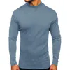 Men's T Shirts Male Autumn And Winter Shirt Mid Neck Round Solid Color Padded Top Long Sleeved Bottoming Blouse