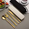 Serisuppsättningar 304 Tabelleriset Set Portable Cutlick High Quality Rostfri Knife Fork Fork Spoon Travel Flatware med Box 230615