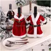 Christmas Decorations Red Cloak Coat Wine Bottle Er Bag Hangs Festive Party Home Decor Drop Ship Delivery Garden Supplies Dhkgl