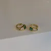 Stud Oorbellen Vintage Green Crystal Zircon Dangle Voor Vrouwen Bruiloft Engagement Earring Valentijnsdag Gift Boho Designer Sieraden