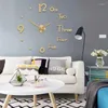 Wandklokken 3D Lichtgevende DIY Acryl Spiegel Stickers Voor Home Decor Woonkamer Quartz Naald Zelfklevend Opknoping Horloge