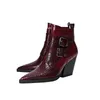 2023 nouvelles femmes pierre motif bottines élégant talons hauts Western Cowboy bateaux robe de soirée chaussures de créateur grande taille 42 43 45