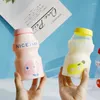 Garrafas De Água Portáteis Transparente Na Diagonal Garrafa Verão Ins Vento Fofo Desenho Animado Copo De Plástico Aluno Japão Feminino