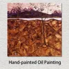 Fait à la main moderne abstrait toile Art rivière paysage Egon Schiele peinture Figure de haute qualité