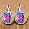 Boucles d'oreilles papillon bohème Vintage dôme de verre rond Dangle femmes bijoux d'été