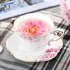 Tazze Piattini Ceramica in stile britannico Set di piattini per tazze da caffè Stampa rose vintage Tazza da tè pomeridiana Porcellana di lusso Home Office