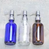 Botellas de bomba Boston de vidrio vacías de 8 onzas con dispensador de bomba de acero inoxidable para aceite esencial, jabón líquido, loción Tifah