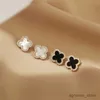 Stud Silver Pin Needle Earrings for Women Girls Fashion Luxury Jewelry Black Green White Red Leaves Ear Charm Earring Accessories R230619