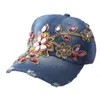 Sombreros de ala ancha gorra de béisbol Color sólido a prueba de viento ligero de moda Bling Rhinestone Hip Hop sombrero regalo de cumpleaños