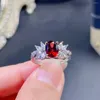 Cluster Ringen Natuurlijke Granaat Ring Luxe Mode Dames Sieraden Herfst S925 Verzilverd 18K Goud Verloving Bruiloft