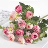 Gedroogde bloemen Boekethoofden Kunstmatige Rose Tea Flower Silk Fake flores voor DIY Home Garden Wedding Decoration